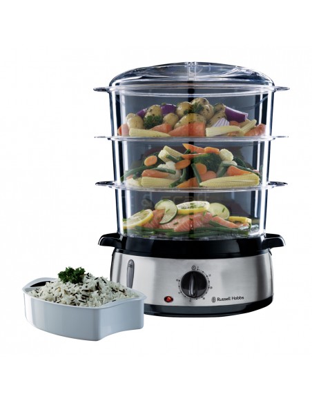 VAPORIERE: vendita online Russell Hobbs 19270-56 pentola a vapore 3 cestello/i Libera installazione 800 W Nero, Stainless ste...