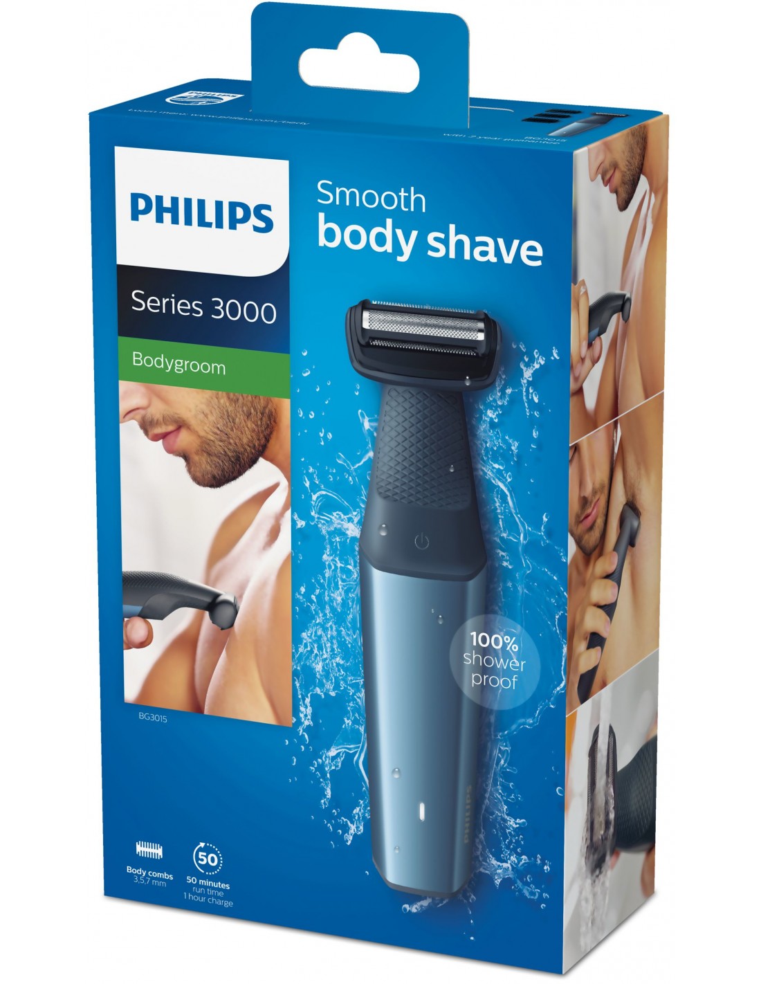 Philips BODYGROOM Series 3000 Rasoio delicato Bodygroom utilizzabile sotto  la doccia