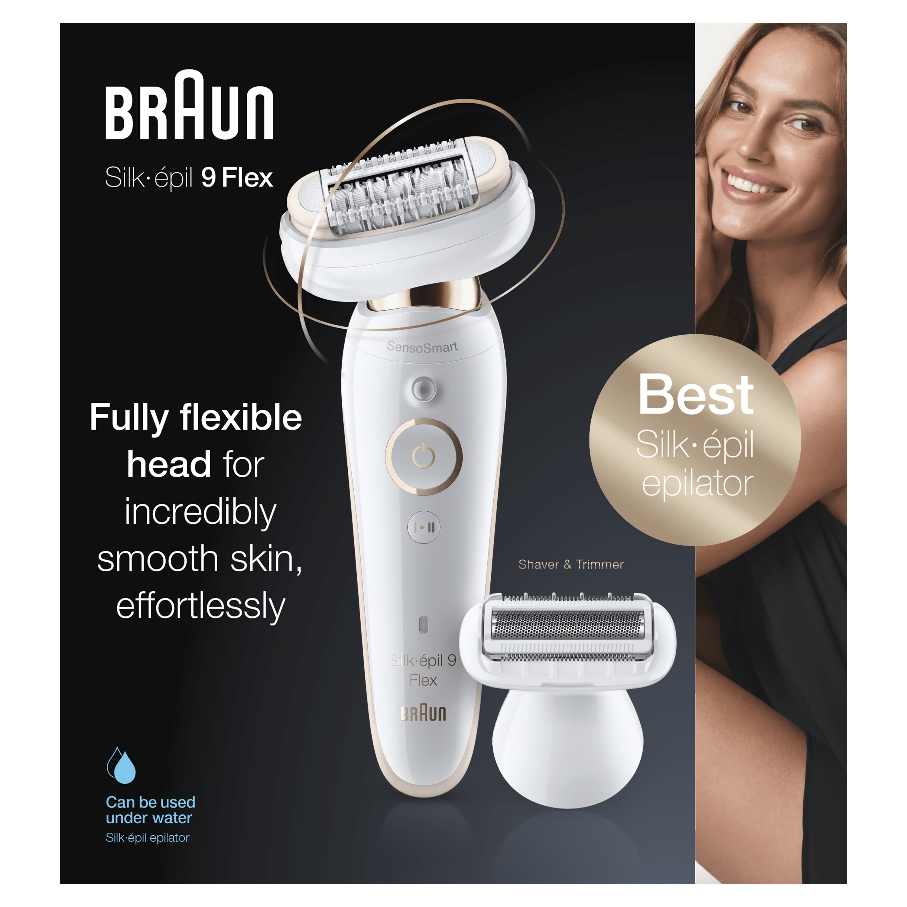 Braun Silk Epil 9 Flex Intimbereich Braun Silk-épil 9 Flex 9-002 - Epilatore Elettrico Donna Bianco/Oro...