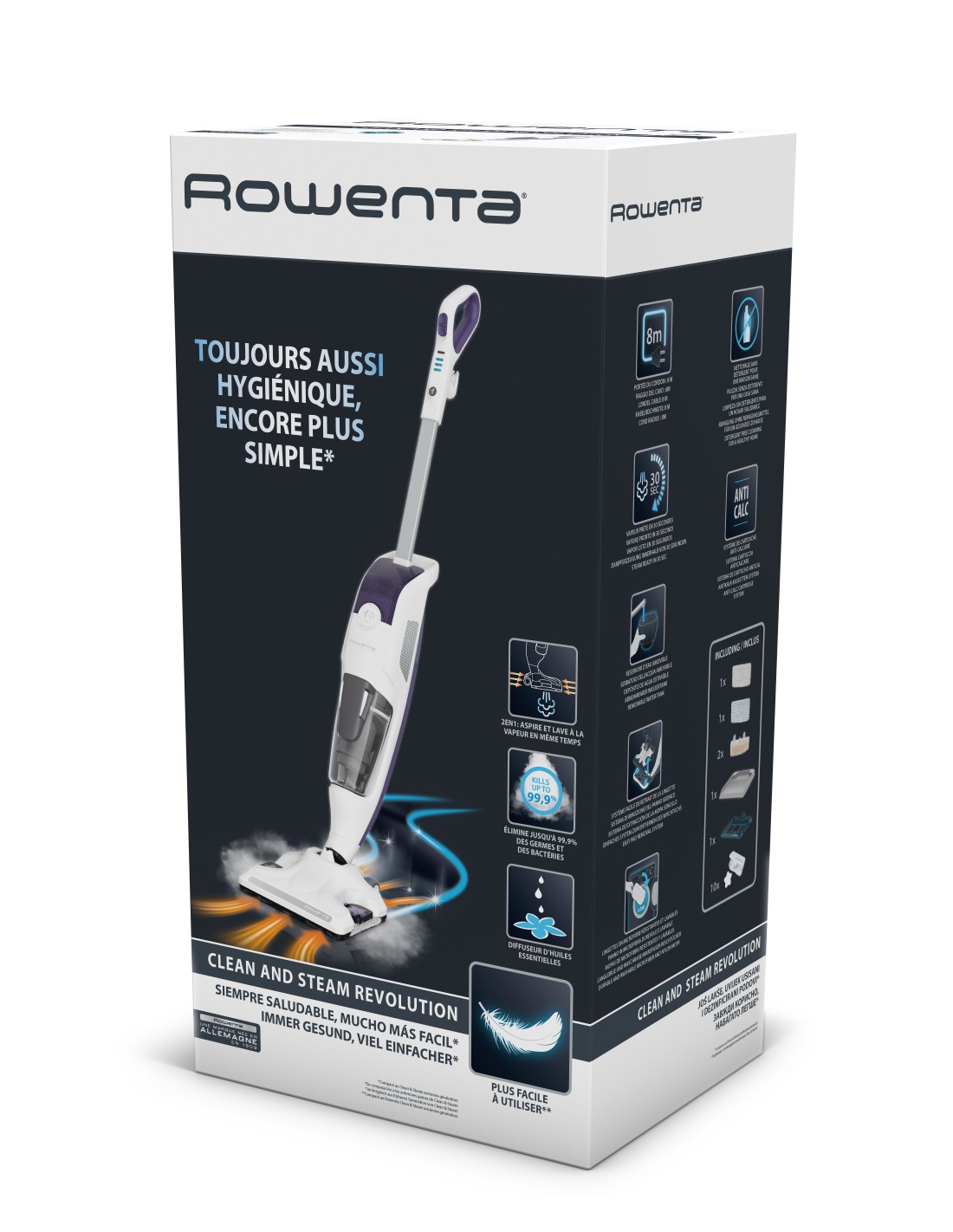 Rowenta RY7731 Clean \u0026 Steam Revolution, Scopa Lavapavimenti a Vapo