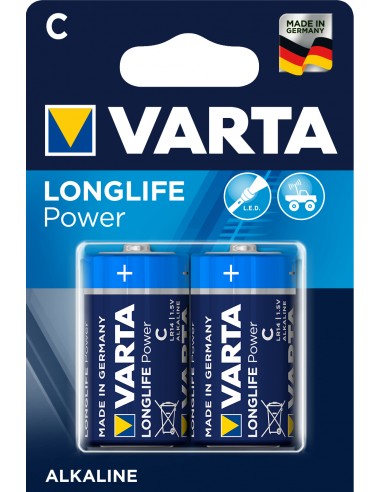 BATTERIE: vendita online Varta Longlife Power, Batteria Alcalina, C, Baby, LR14, 1.5V, Blister da 2, Made in Germany in offerta