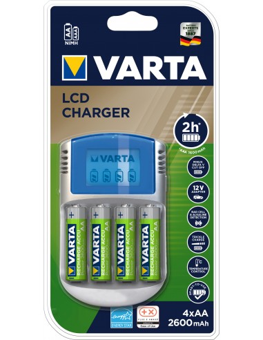 BATTERIE: vendita online Varta LCD charger AA & AAA (Batterie ricaricabili NiMH incl. 4x AA 2600 mAh accu & AC adattatore & 1...