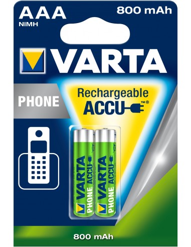 BATTERIE: vendita online Varta Recharge Accu Phone AAA 800 mAh Blister da 2 (Batteria NiMH Accu, Micro, ricaricabile) in offerta