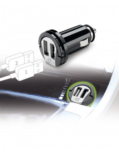 CARICABATTERIE: vendita online Cellularline USB Car Charger Dual - Universale Micro caricabatterie da auto con doppia presa U...