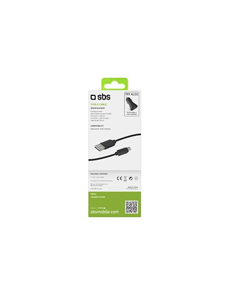 CAVI E ADATTATORI: vendita online SBS TECABLETC220K CAVO TYPE C 2.0 2 METRI NERO in offerta