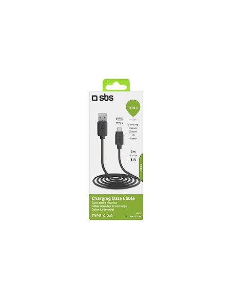 CAVI E ADATTATORI: vendita online SBS TECABLETC220K CAVO TYPE C 2.0 2 METRI NERO in offerta