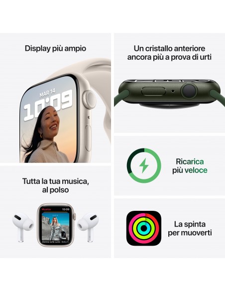 Apple Watch Series 7 GPS, 41mm Cassa in Alluminio Mezzanotte con Ci
