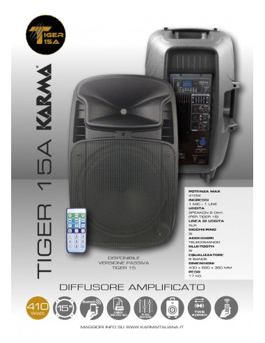 DIFFUSORI AMPLIFICATI: vendita online Karma Italiana Tiger 15A Sistema PA indipendente 205 W Nero in offerta