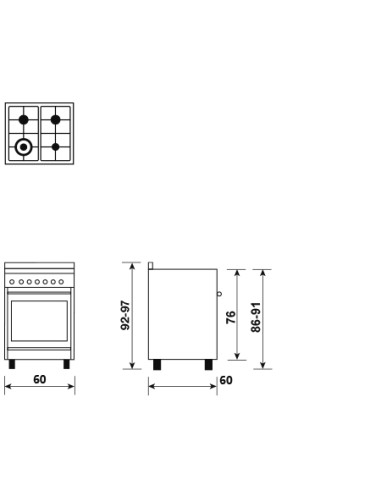 CUCINE CON FORNO ELETTRICO: vendita online Glem Gas ST664MI cucina Stainless steel A+ in offerta