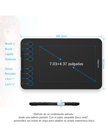 TAVOLETTE GRAFICHE: vendita online XPPen DECO MINI 7 tavoletta grafica Nero 5080 lpi (linee per pollice) 177,8 x 111,1 mm USB...