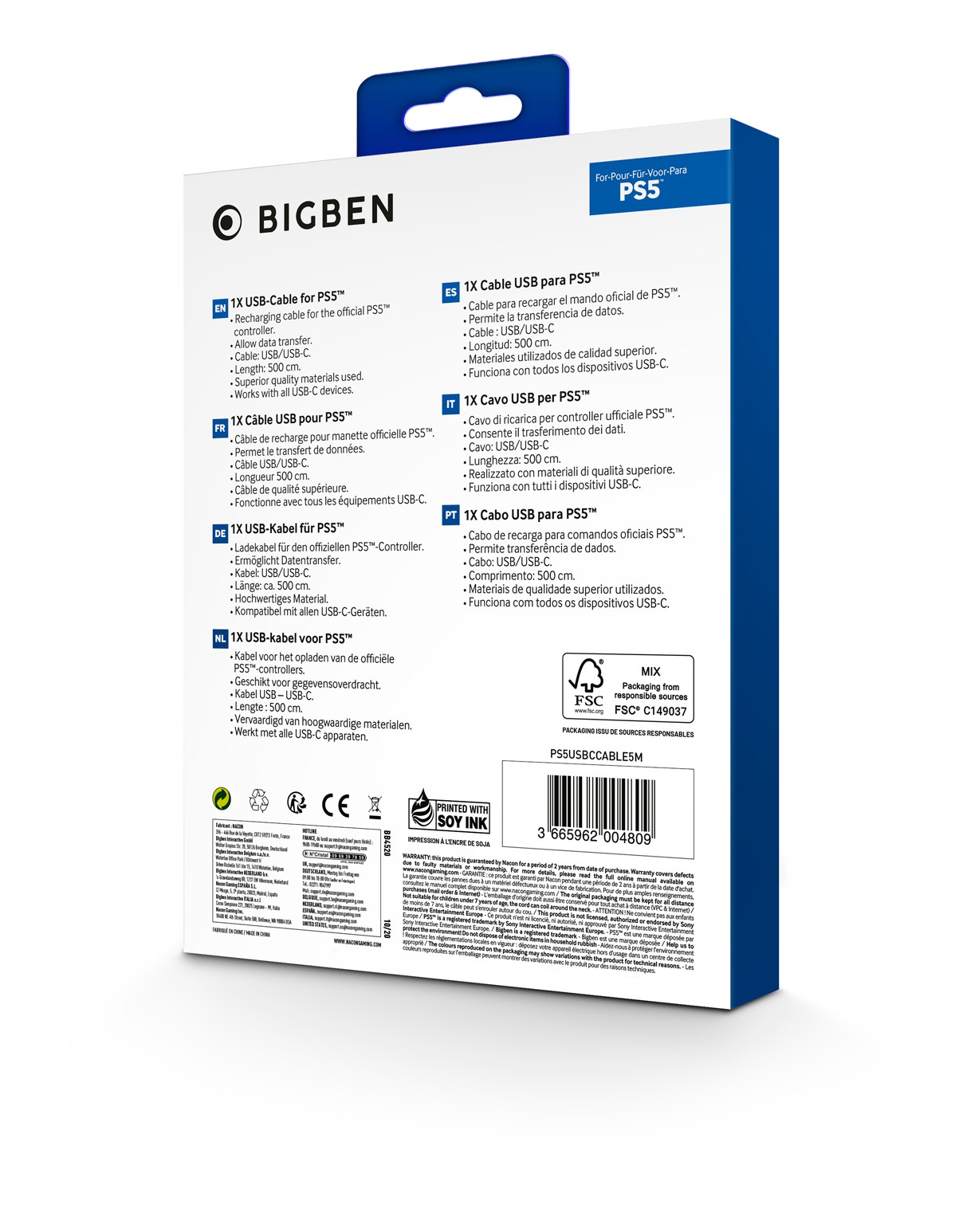 BIGBEN PS5 CAVO USB CONTROLLER 5 METRI in offerta su