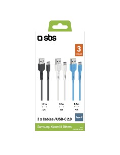 CAVI E ADATTATORI: vendita online SBS TEKITUSBC3X1WBK cavo USB 1,2 m USB 2.0 USB C USB A Nero, Blu, Bianco in offerta 2