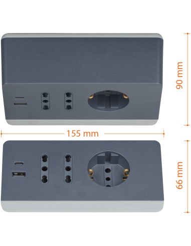 MATERIALE ELETTRICO: vendita online bticino S3711GBU prolunghe e multiple 2 m 3 presa(e) AC Interno Grigio in offerta