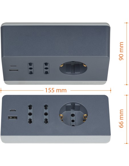 MATERIALE ELETTRICO: vendita online bticino S3711GBU prolunghe e multiple 2 m 3 presa(e) AC Interno Grigio in offerta