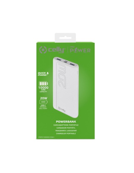 POWERBANK: vendita online Celly PBPD10000EVOWH batteria portatile 10000 mAh Bianco in offerta