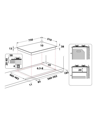 PIANI COTTURA A GAS: vendita online Whirlpool TGML 761 IX R Stainless steel Da incasso 73 cm Gas 5 Fornello(i) in offerta