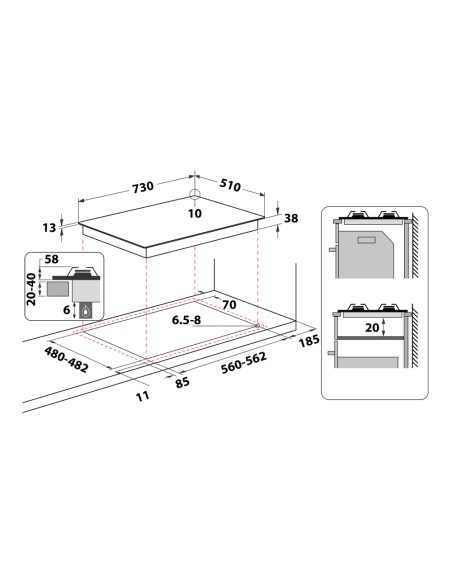 PIANI COTTURA A GAS: vendita online Whirlpool TGML 761 IX R Stainless steel Da incasso 73 cm Gas 5 Fornello(i) in offerta
