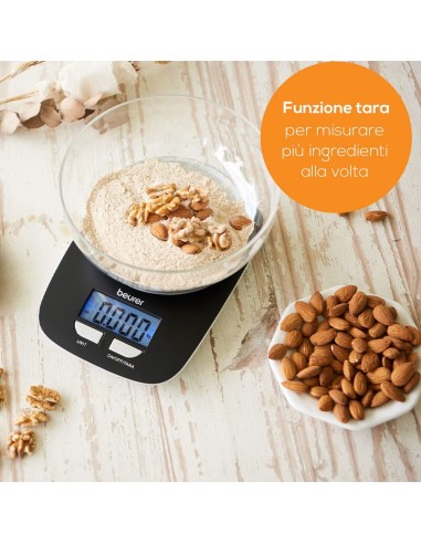 Beurer Ks 25 Bilancia Digitale Da Cucina Con Ciotola, Nero, 22 x 15 x 5 Cm