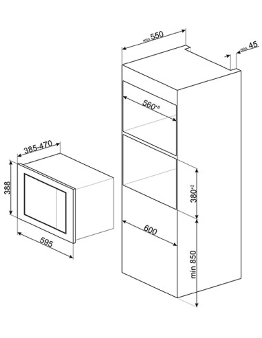 Smeg FMI325X forno a microonde Da incasso Microonde con grill 25 L 900 W Nero, Stainless steel