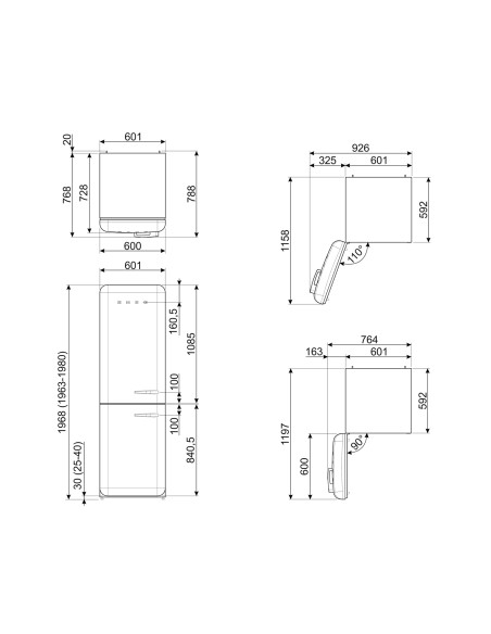 Smeg FAB32LOR5 frigorifero con congelatore Libera installazione 331 L D Arancione