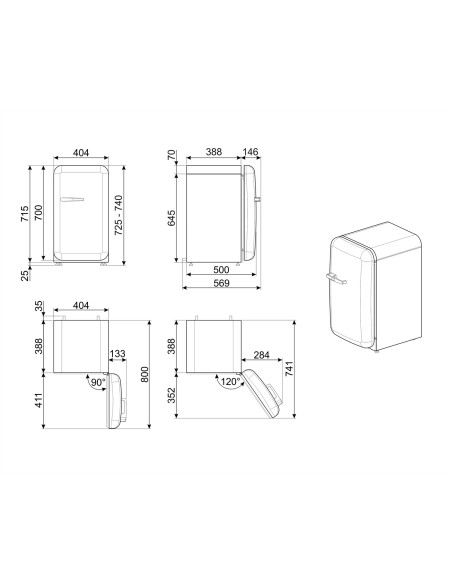 Smeg FAB5RSV5 frigorifero Libera installazione 34 L D Grigio
