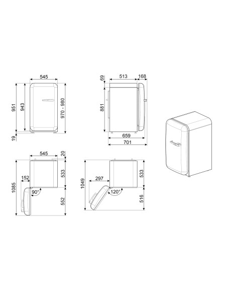 Smeg FAB10LWH5 monoporta Libera installazione 122 L E Bianco