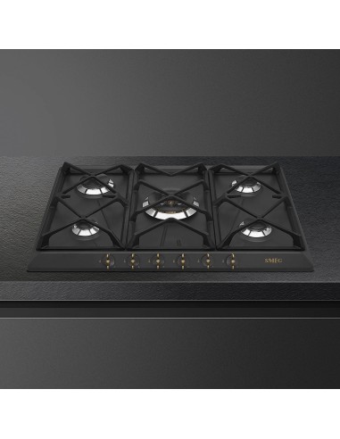 Smeg Coloniale SRV876AOGH piano cottura Antracite Da incasso 68.5 cm Gas 5 Fornello(i)