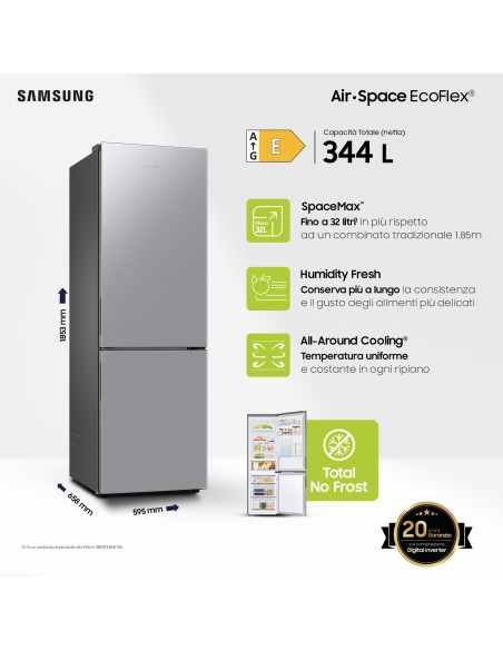 SAMSUNG RB33B610ESA COMB. E NF 344 LT SILVER INOX H185,3 L59,5 P66