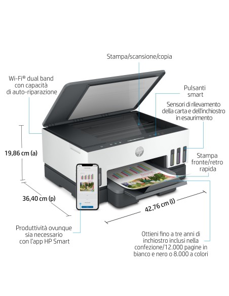 HP SMART TANK 7005 STAMPANTE AIO   3IN1 WIFI F/R AUTOMATICO