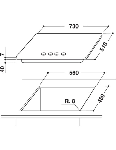 WHIRLPOOL GMR7522/IXL P.COTTURA 75CM IXELIUM 5F. GRIGLIE IN GHISA