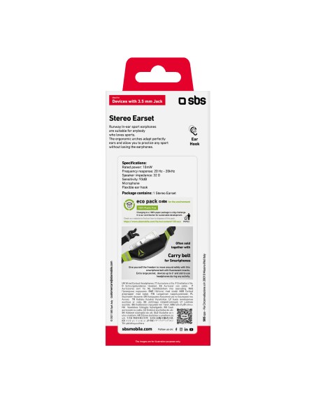 SBS TESPORTINEARK AURICOLARE SPORT STEREO IN-EAR