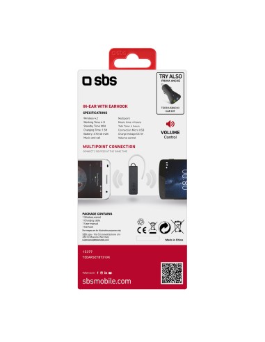 SBS TEEARSETBT310K BT310 AURICOLARE BLUETOOTH 4.1