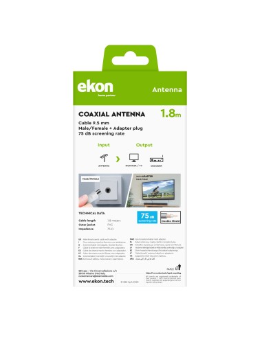 EKON 18170 CAVO ANTENNA M/F+ADAT. 1,8M BIANCO