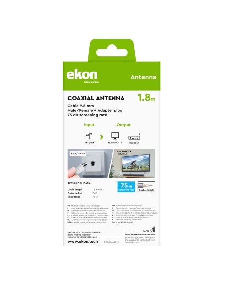 EKON 18170 CAVO ANTENNA M/F+ADAT. 1,8M BIANCO