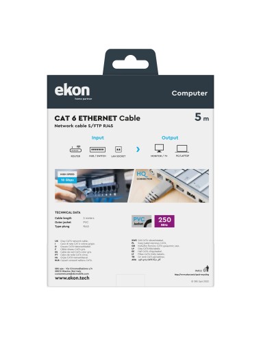 EKON 25789 CAVO RETE UTP 6 5,0M GRIGIO