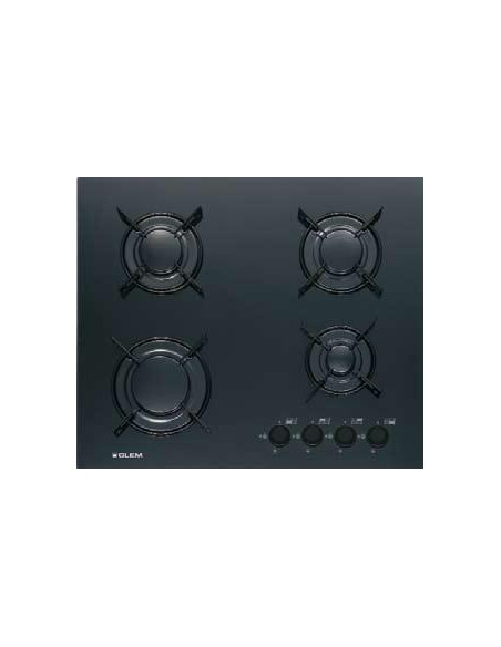 GLEMGAS GV64BK PIANO COTTURA VETRO 60CM NERO