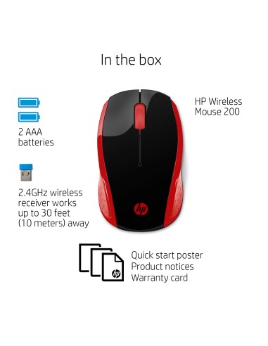 HP 200 MOUSE WIRELESS ROSSO