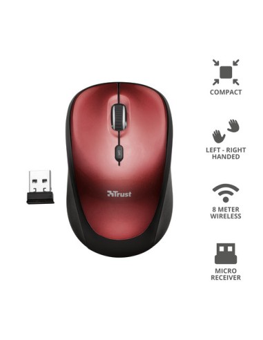 TRUST 19522 YVI WIRELESS MOUSE ROSSO