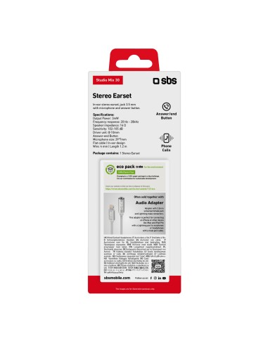 SBS TEFLAT2INEARK AURICOLARE MIX30 C.FLAT NERO