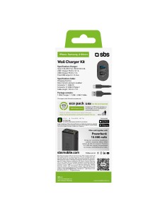 SBS TEKITTRC2U2AFASTK KIT TRAVEL CHARGER 2USB 2,1A + CAVO USB TYPE C