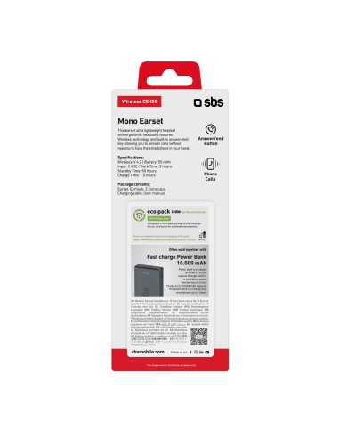 SBS TE0CBH80K AURICOLARE BH80 BLUETOOTH NERO