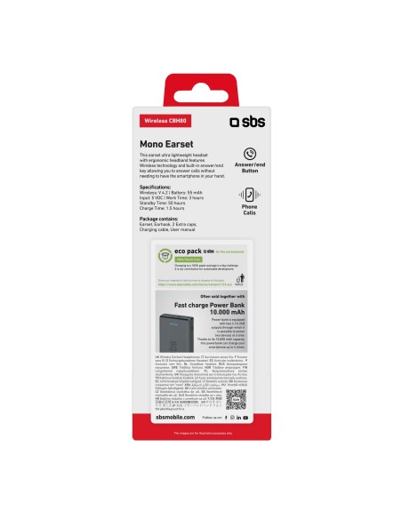 SBS TE0CBH80K AURICOLARE BH80 BLUETOOTH NERO