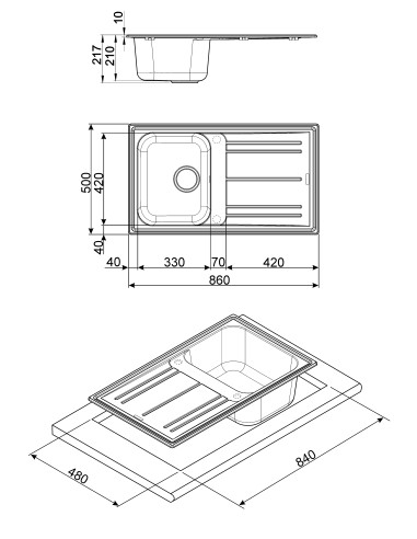 SMEG LZ861A2 LAVELLO 1V ANTRA CITE