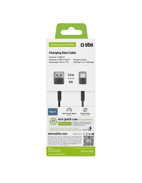 SBS TECABLEMICROC30K CAVO TYPE-C/USB 3.0 1,5M NERO