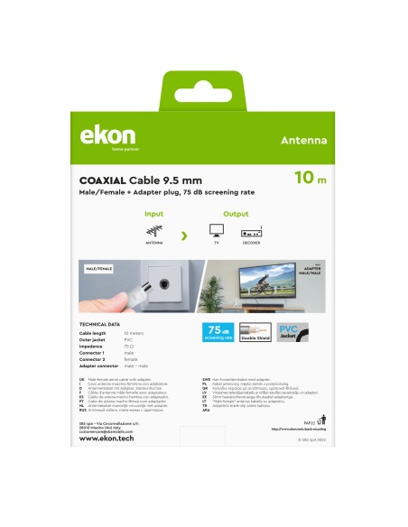 EKON 24324 CAVO ANTENNA M/F+ADAT. 10M BIANCO