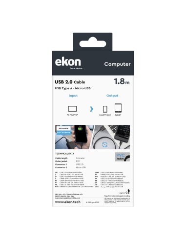EKON 25598 CAVO USB 2.0 A/MICRO M/M 1,8