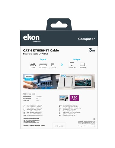 EKON 25772 CAVO RETE UTP 6 3,0M GRIGIO