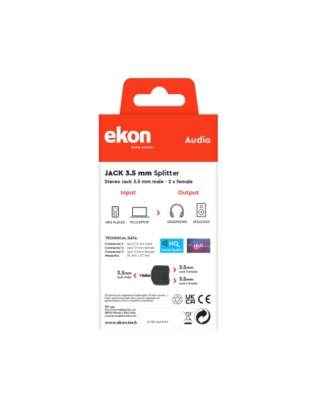EKON 19030 SPLITTER 1M/2F JACK 3,5MM