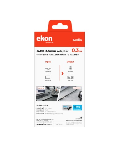 EKON 24645 CAVO F/M JACK/2RCA 0,3M