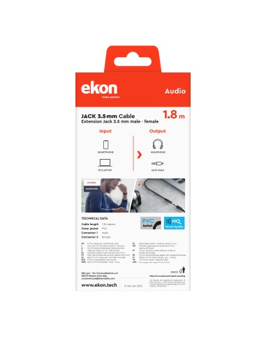 EKON 24683 CAVO M/F JACK/JACK 1,8M